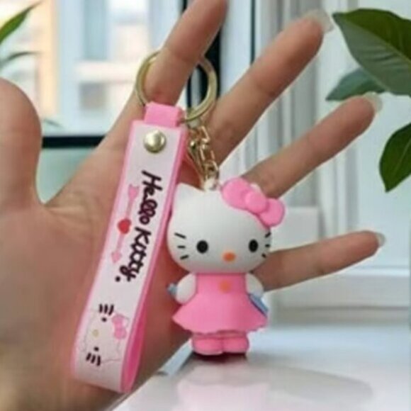 Hello Kitty Pink Gold Tone Key Chain New - Picture 1 of 3
